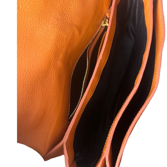 Miu Miu Orange Madras Leather Push Lock Flap Top Handle Bag - Picture 6 of 9